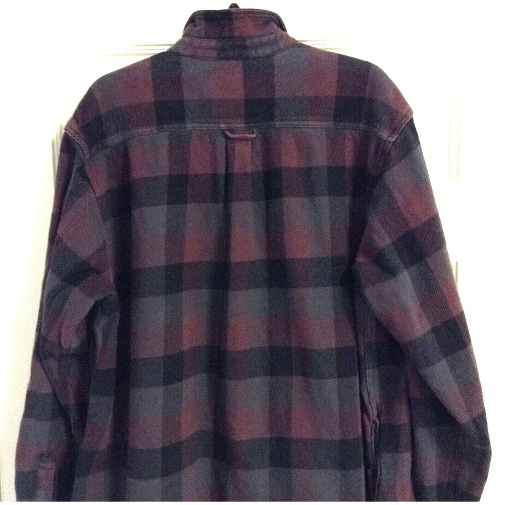 vtg Orvis Flannel Shirt Men 2XL Burgundy Plaid Overshirt Barn Workwear Jacket